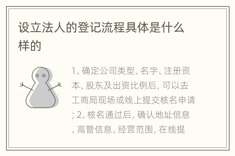 设立法人的登记流程具体是什么样的