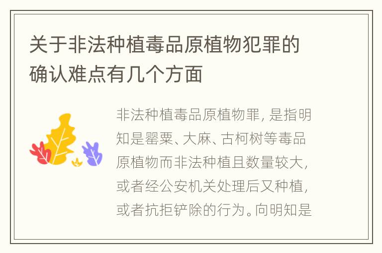 关于非法种植毒品原植物犯罪的确认难点有几个方面