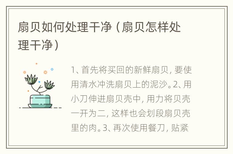 扇贝如何处理干净（扇贝怎样处理干净）