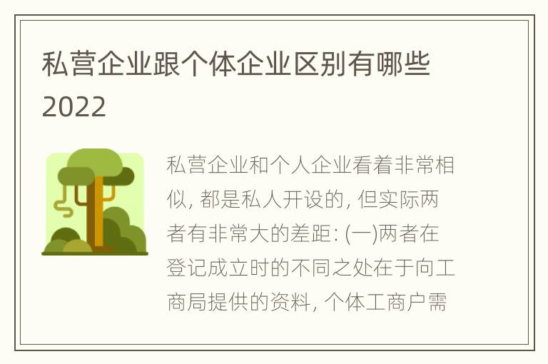 私营企业跟个体企业区别有哪些2022