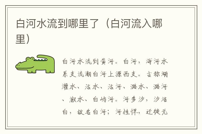 白河水流到哪里了（白河流入哪里）