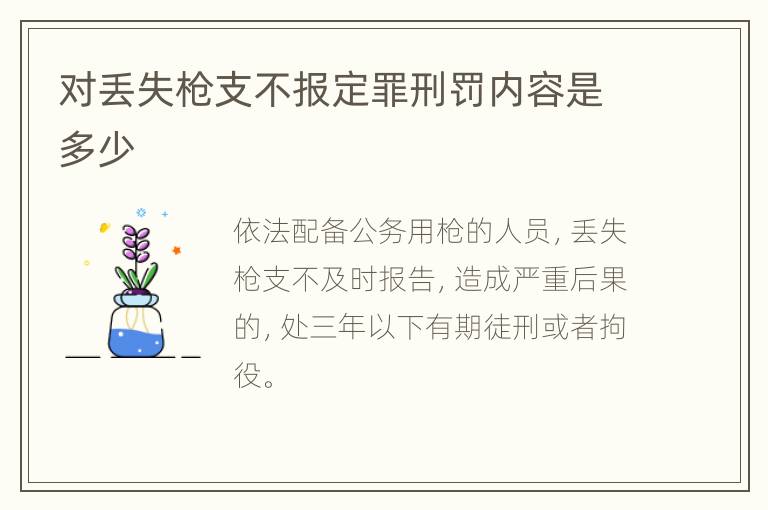 对丢失枪支不报定罪刑罚内容是多少