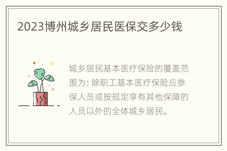 2023博州城乡居民医保交多少钱