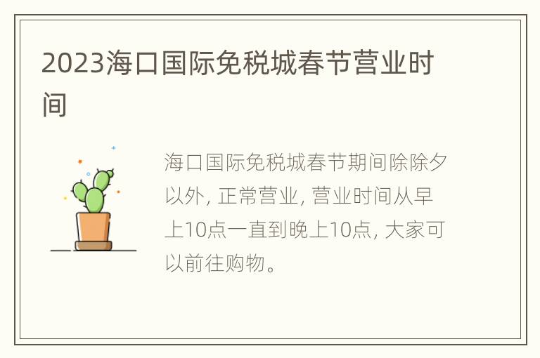 2023海口国际免税城春节营业时间