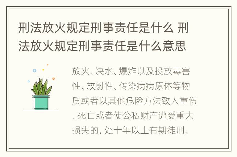刑法放火规定刑事责任是什么 刑法放火规定刑事责任是什么意思
