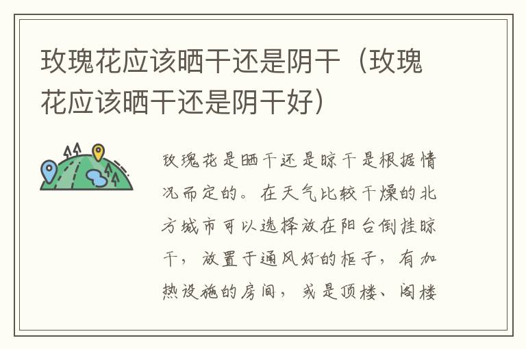 玫瑰花应该晒干还是阴干（玫瑰花应该晒干还是阴干好）