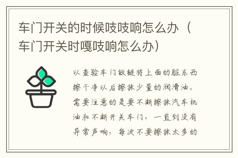车门开关的时候吱吱响怎么办（车门开关时嘎吱响怎么办）