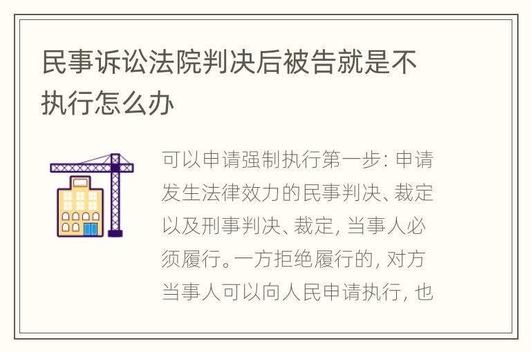 民事诉讼法院判决后被告就是不执行怎么办