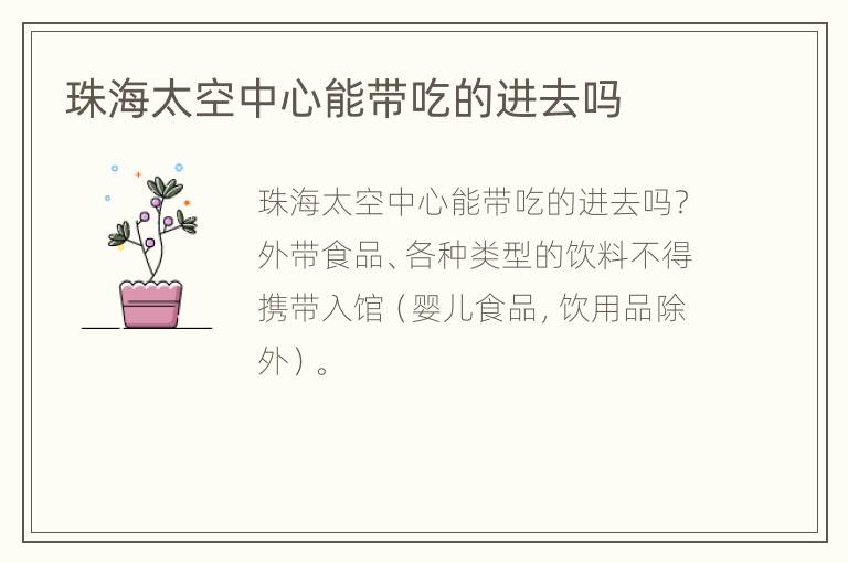 珠海太空中心能带吃的进去吗