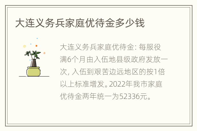 大连义务兵家庭优待金多少钱