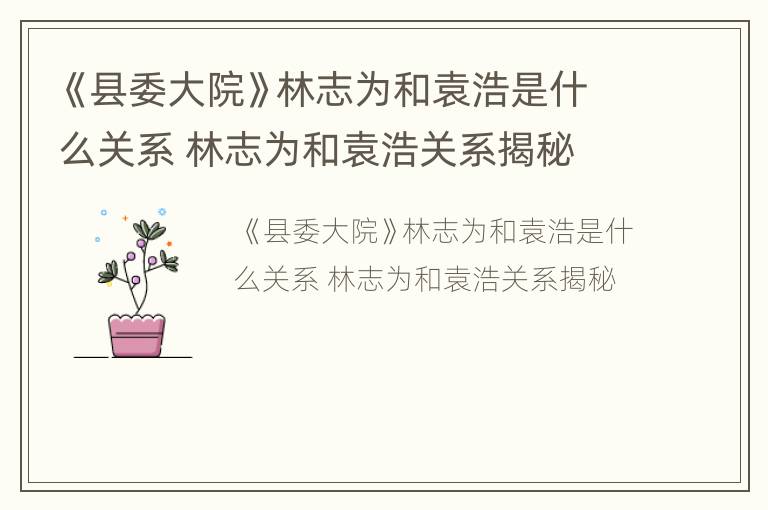 《县委大院》林志为和袁浩是什么关系 林志为和袁浩关系揭秘