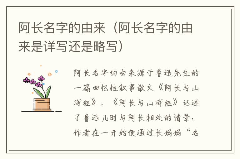 阿长名字的由来（阿长名字的由来是详写还是略写）