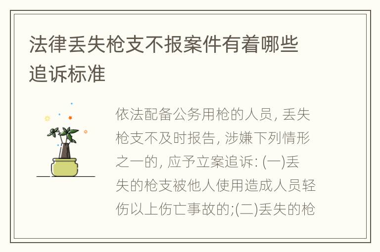 法律丢失枪支不报案件有着哪些追诉标准