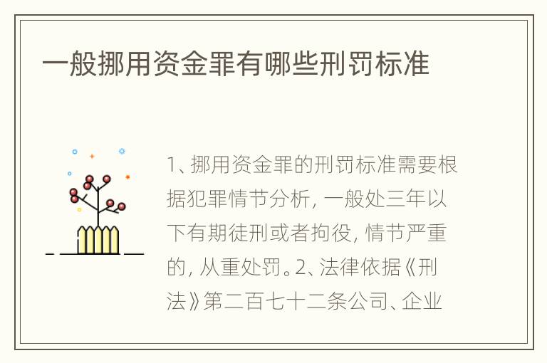 一般挪用资金罪有哪些刑罚标准