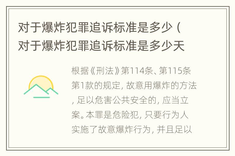 对于爆炸犯罪追诉标准是多少（对于爆炸犯罪追诉标准是多少天）