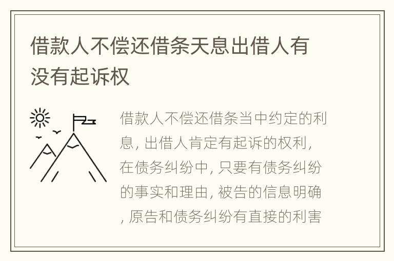 借款人不偿还借条天息出借人有没有起诉权