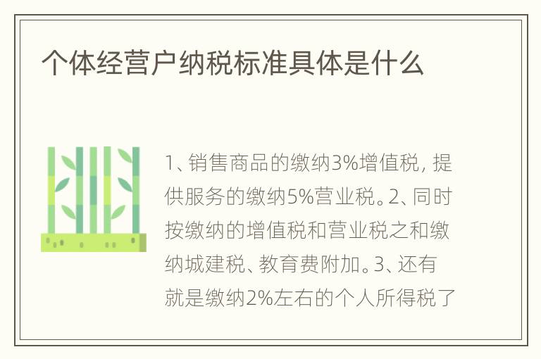个体经营户纳税标准具体是什么