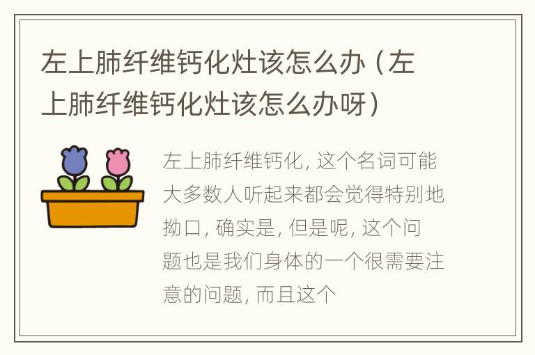 左上肺纤维钙化灶该怎么办（左上肺纤维钙化灶该怎么办呀）