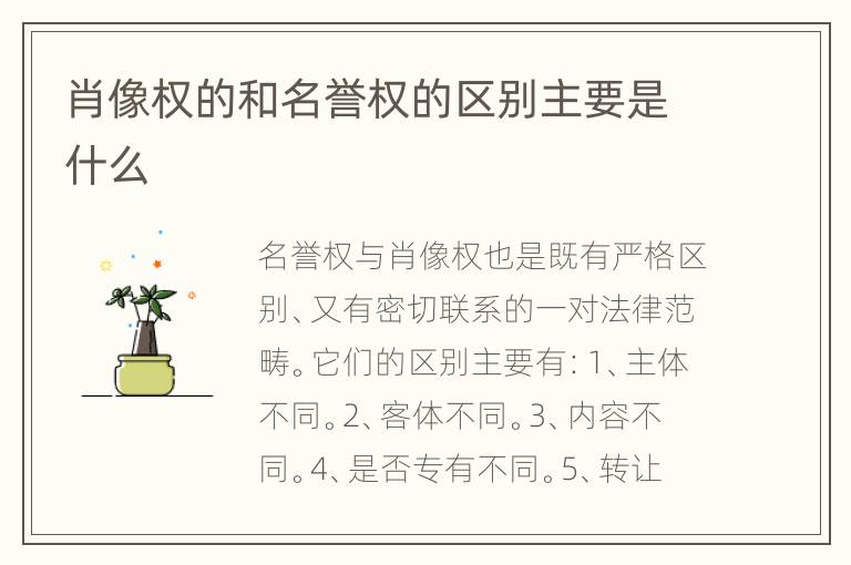 肖像权的和名誉权的区别主要是什么
