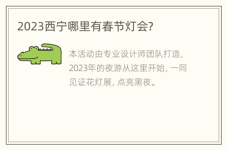2023西宁哪里有春节灯会？