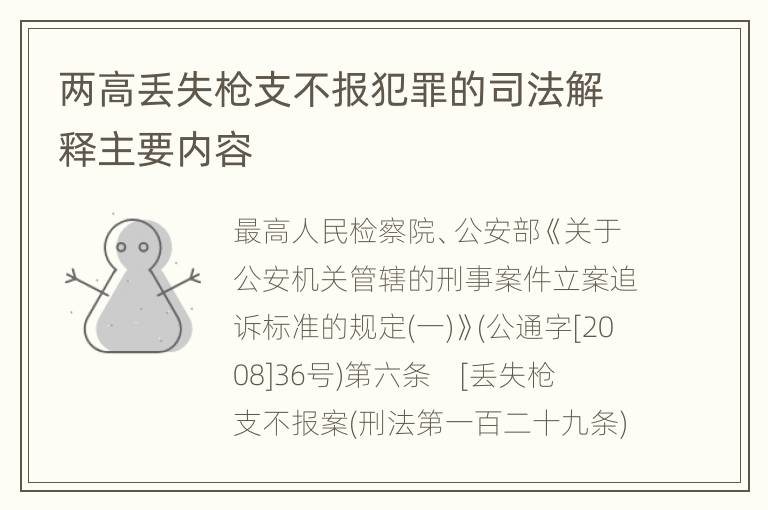 两高丢失枪支不报犯罪的司法解释主要内容
