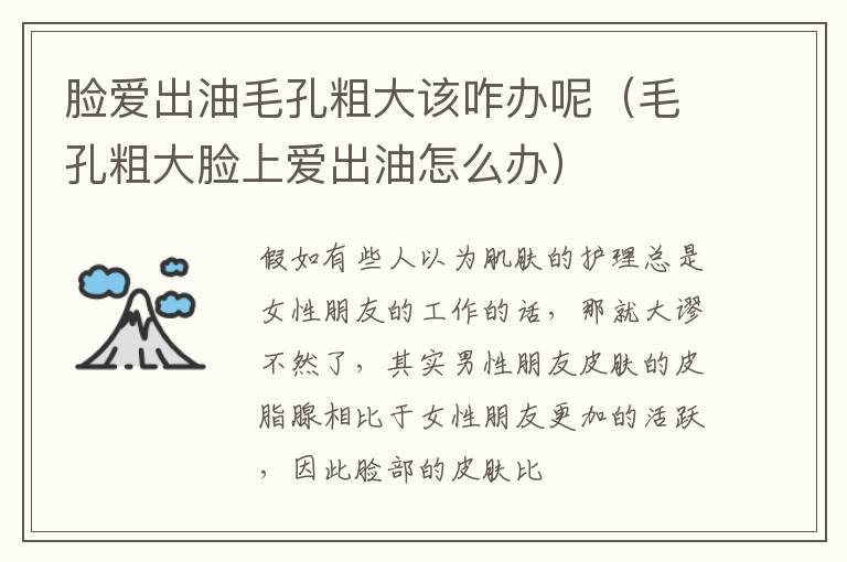 脸爱出油毛孔粗大该咋办呢（毛孔粗大脸上爱出油怎么办）