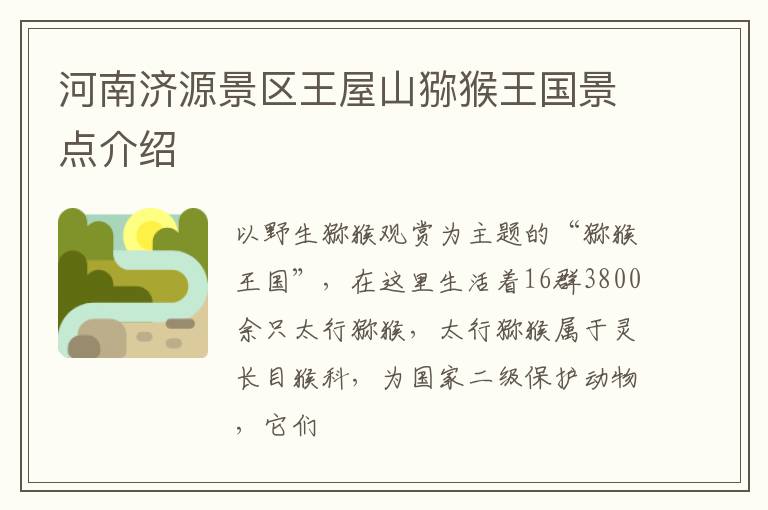 河南济源景区王屋山猕猴王国景点介绍