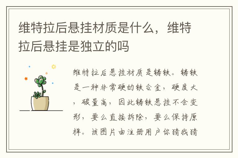 维特拉后悬挂材质是什么，维特拉后悬挂是独立的吗