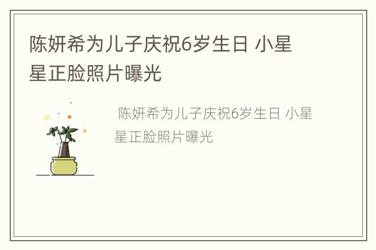 陈妍希为儿子庆祝6岁生日 小星星正脸照片曝光
