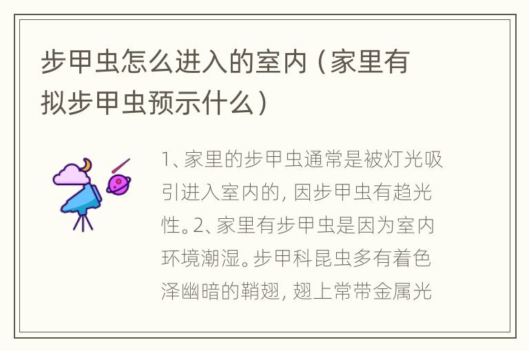 步甲虫怎么进入的室内（家里有拟步甲虫预示什么）