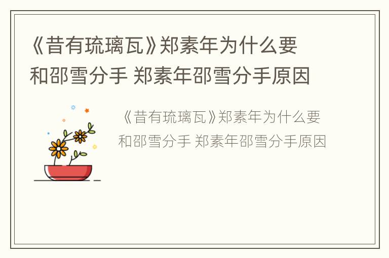 《昔有琉璃瓦》郑素年为什么要和邵雪分手 郑素年邵雪分手原因