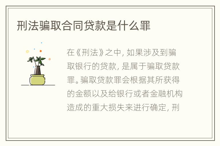 刑法骗取合同贷款是什么罪