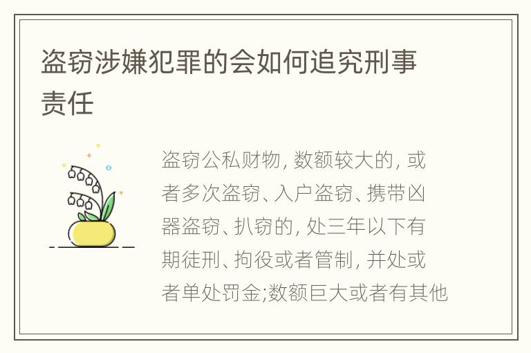 盗窃涉嫌犯罪的会如何追究刑事责任