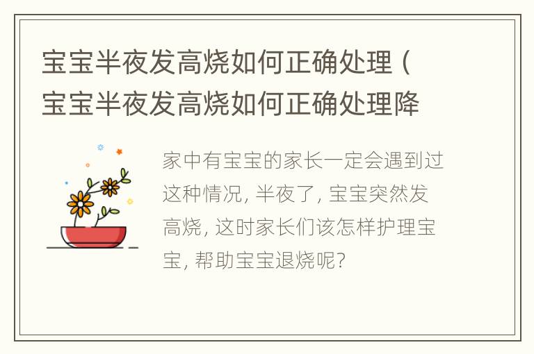 宝宝半夜发高烧如何正确处理（宝宝半夜发高烧如何正确处理降温）