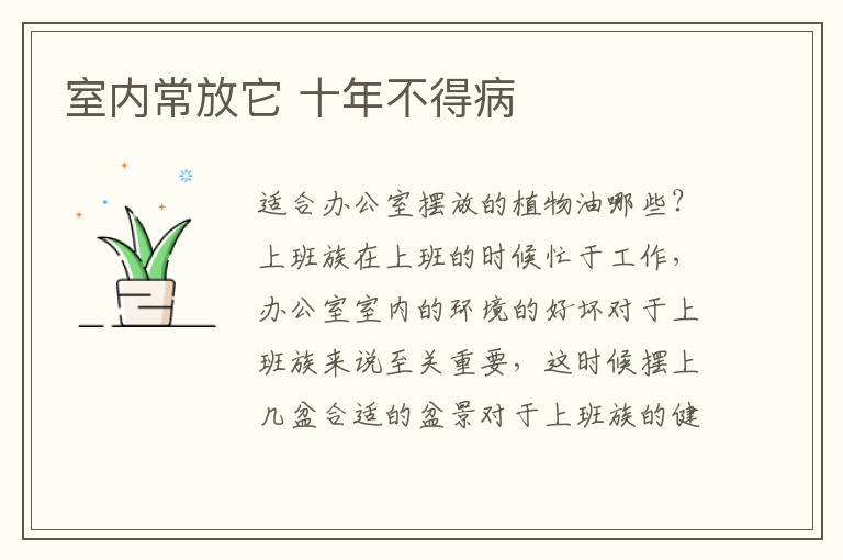 室内常放它 十年不得病