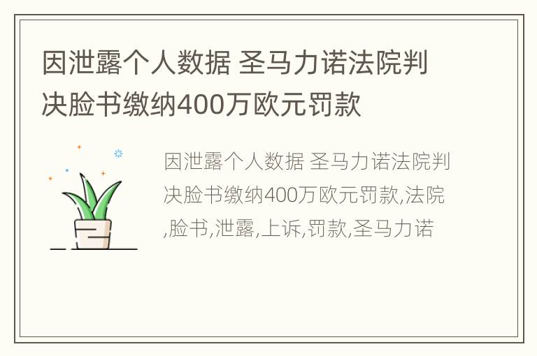 因泄露个人数据 圣马力诺法院判决脸书缴纳400万欧元罚款