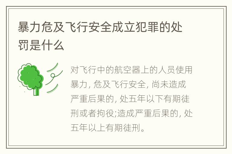 暴力危及飞行安全成立犯罪的处罚是什么