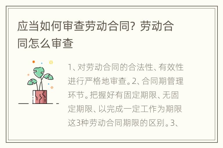 应当如何审查劳动合同？ 劳动合同怎么审查