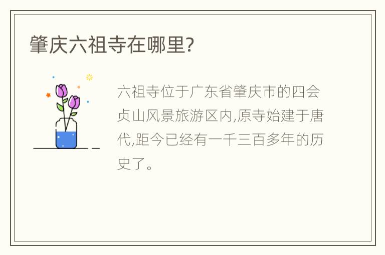 肇庆六祖寺在哪里？