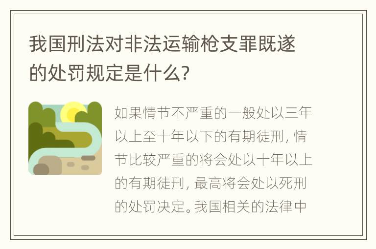 我国刑法对非法运输枪支罪既遂的处罚规定是什么？