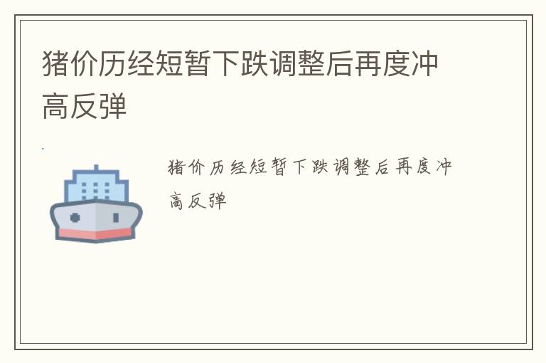 猪价历经短暂下跌调整后再度冲高反弹