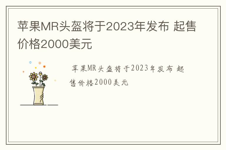 苹果MR头盔将于2023年发布 起售价格2000美元