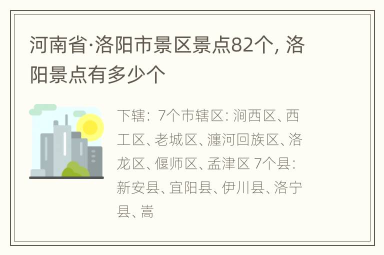 河南省·洛阳市景区景点82个，洛阳景点有多少个