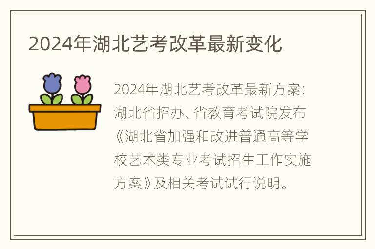 2024年湖北艺考改革最新变化