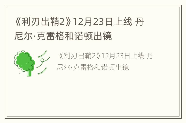 《利刃出鞘2》12月23日上线 丹尼尔·克雷格和诺顿出镜