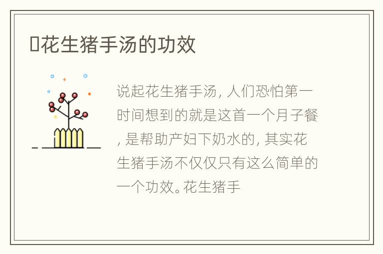 ​花生猪手汤的功效