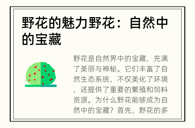 野花的魅力 野花：自然中的宝藏