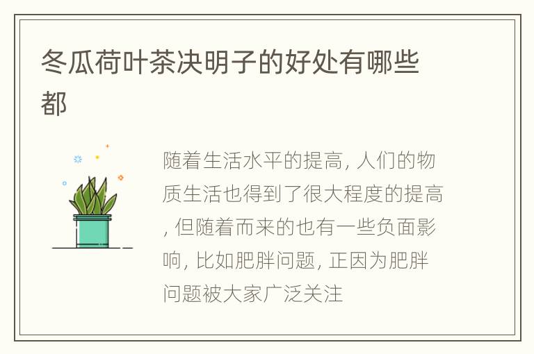 冬瓜荷叶茶决明子的好处有哪些都