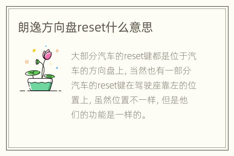 朗逸方向盘reset什么意思