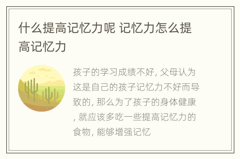什么提高记忆力呢 记忆力怎么提高记忆力